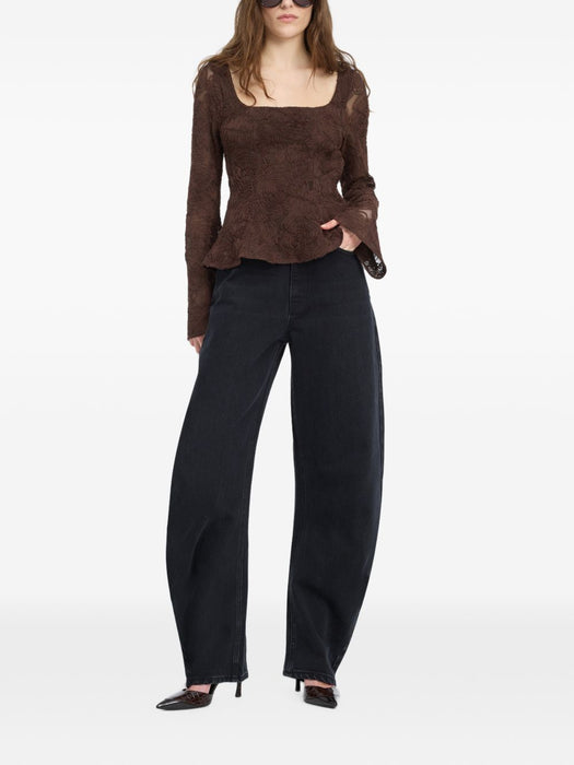 Draped barrel-leg jeans black denim 116530D04  ROTATE 