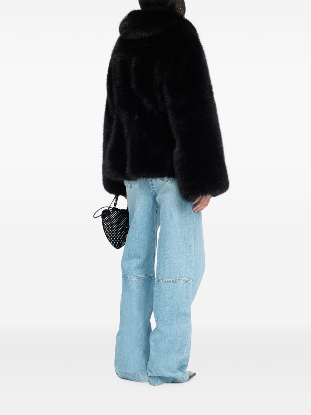 Faux-fur flared jacket black 116552100  ROTATE 