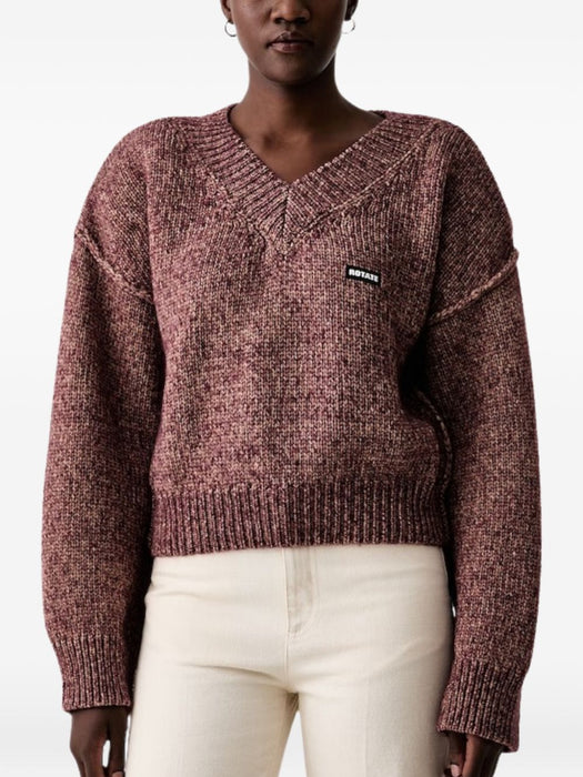 Logo-patch V-neck sweater 1165663113  ROTATE 
