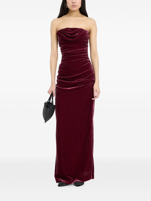 Silk velvet ruched dress 1166282734  ROTATE 