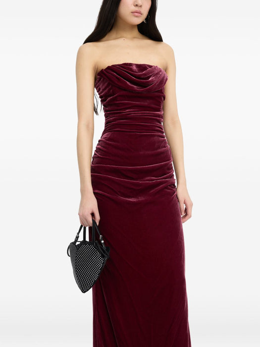 Silk velvet ruched dress 1166282734  ROTATE 