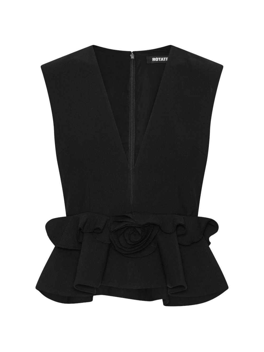 V-neck flower top black 116652100  ROTATE 