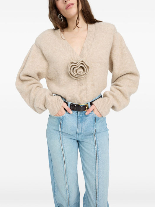 Knit Flower Cardigan Beige 1166581832  ROTATE 