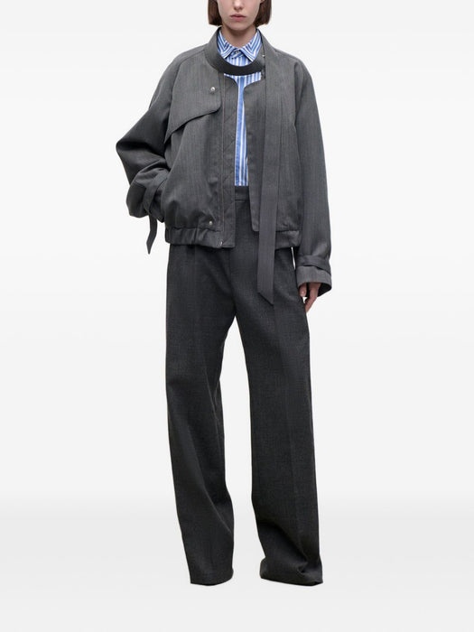 Scarf Bomber Jacket In Dark Grey 1426WCT007635A 10003 VICTORIA BECKHAM 