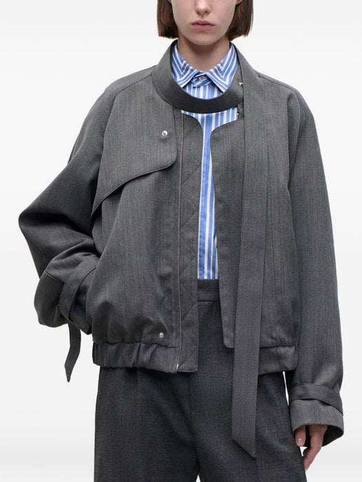 Scarf Bomber Jacket In Dark Grey 1426WCT007635A 10003 VICTORIA BECKHAM 