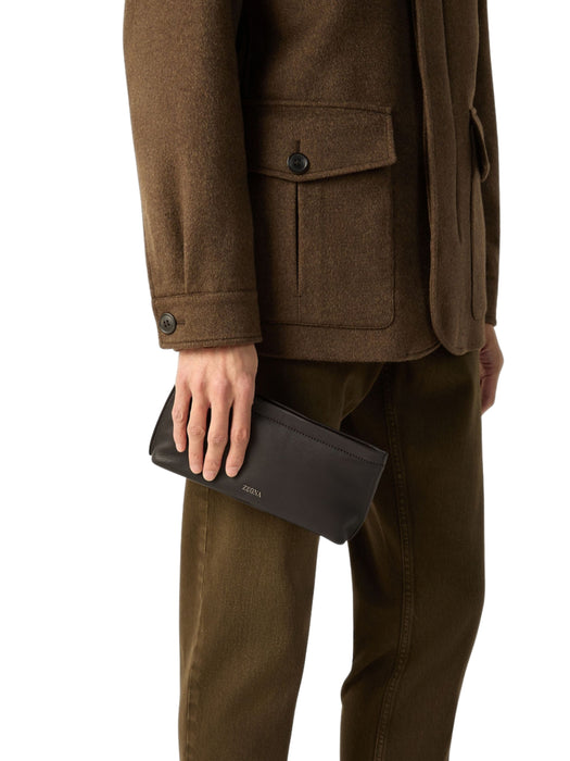Dark Brown SECONDSKIN Pouch LHOTO-E2131Z AMO ZEGNA 