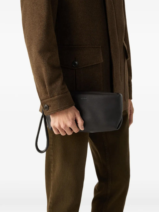 Dark Brown SECONDSKIN Softy Pouch LHOTO-E2132Z AMO ZEGNA 