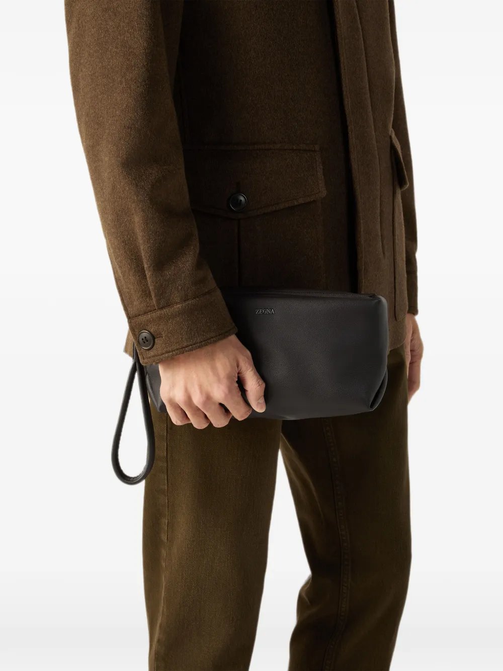 Dark Brown SECONDSKIN Softy Pouch LHOTO-E2132Z AMO ZEGNA 