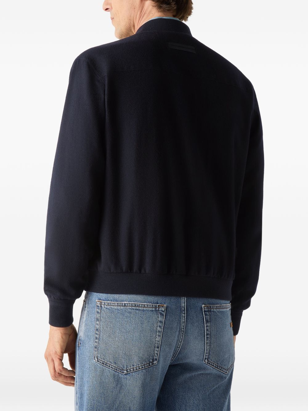 Navy Blue Oasi Cashmere Elements Bomber UIT46A4 C119B09 ZEGNA 