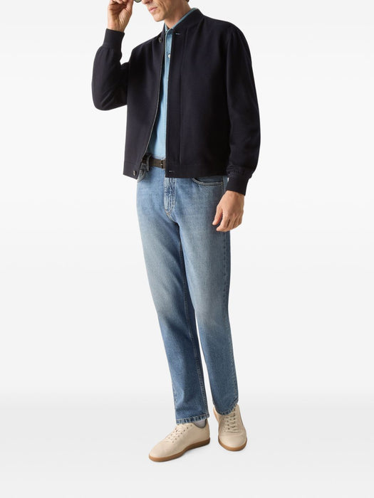 Navy Blue Oasi Cashmere Elements Bomber UIT46A4 C119B09 ZEGNA 