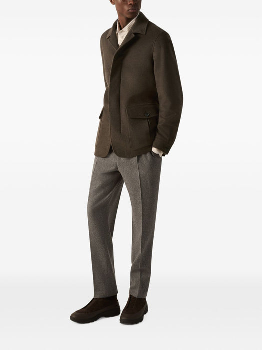 Dark Olive Green Oasi Cashmere Elements Falcon Jacket UIT63A4 I248V99 ZEGNA 