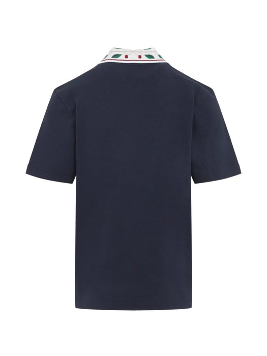 Laurel embroidered-collar piqué polo shirt M-PF26-JTP-499-02  CASABLANCA 