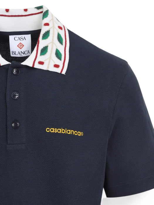 Laurel embroidered-collar piqué polo shirt M-PF26-JTP-499-02  CASABLANCA 