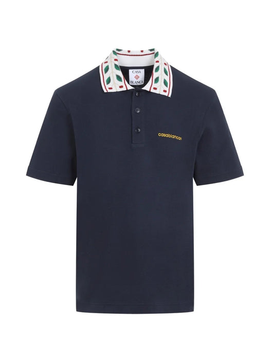 Laurel embroidered-collar piqué polo shirt M-PF26-JTP-499-02  CASABLANCA 