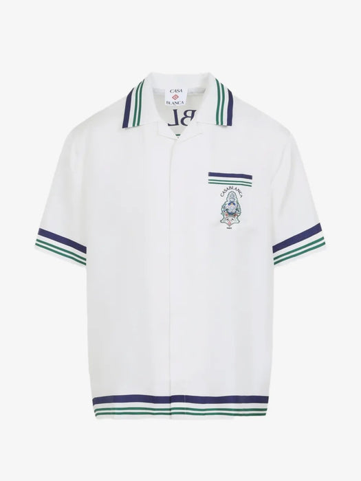 Hotel Emblem Short Sleeve Silk Shirt M-PF26-SH-003-01  CASABLANCA 