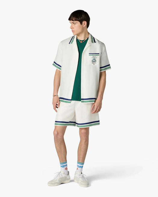 Hotel Emblem Short Sleeve Silk Shirt M-PF26-SH-003-01  CASABLANCA 