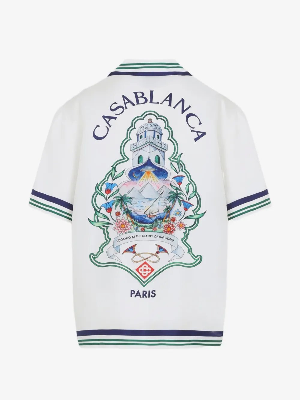 Hotel Emblem Short Sleeve Silk Shirt M-PF26-SH-003-01  CASABLANCA 