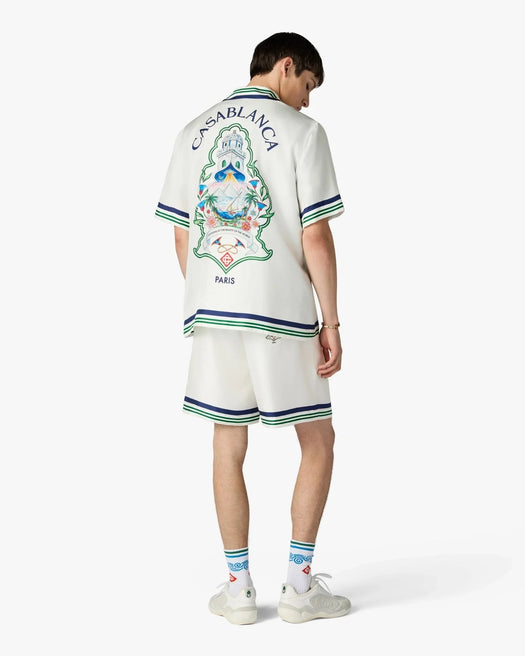 Hotel Emblem Short Sleeve Silk Shirt M-PF26-SH-003-01  CASABLANCA 