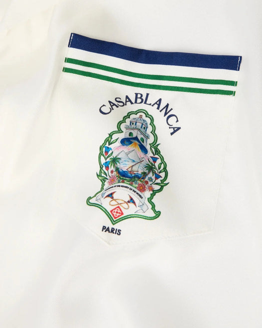 Hotel Emblem Short Sleeve Silk Shirt M-PF26-SH-003-01  CASABLANCA 