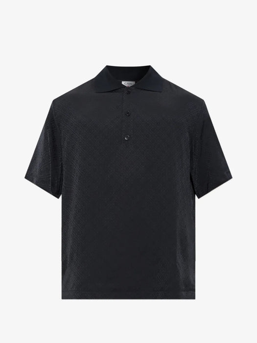 Dark navy knit collar short sleeve polo shirt M-PF26-SH-286-01  CASABLANCA 