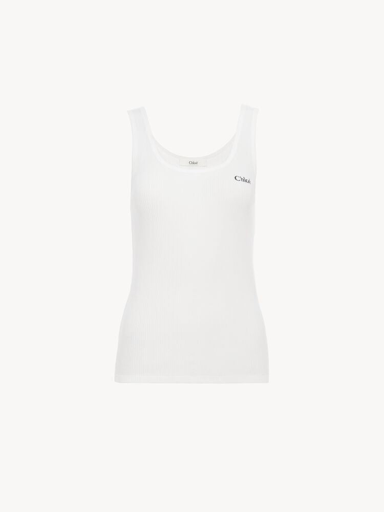 Logo tank top in jersey CH25SJH12180 101 CHLOÉ 