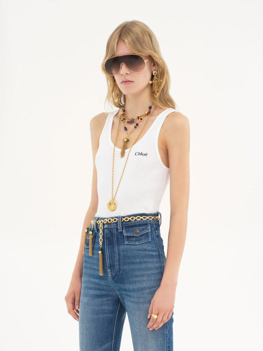 Logo tank top in jersey CH25SJH12180 101 CHLOÉ 