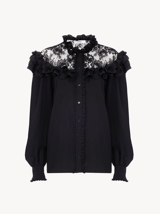 High-neck ruffled blouse CH26AHT40005 001 CHLOÉ 
