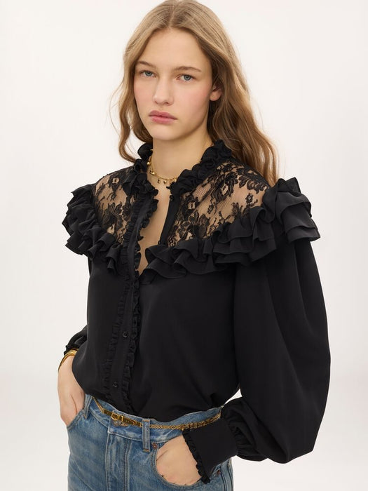 High-neck ruffled blouse CH26AHT40005 001 CHLOÉ 