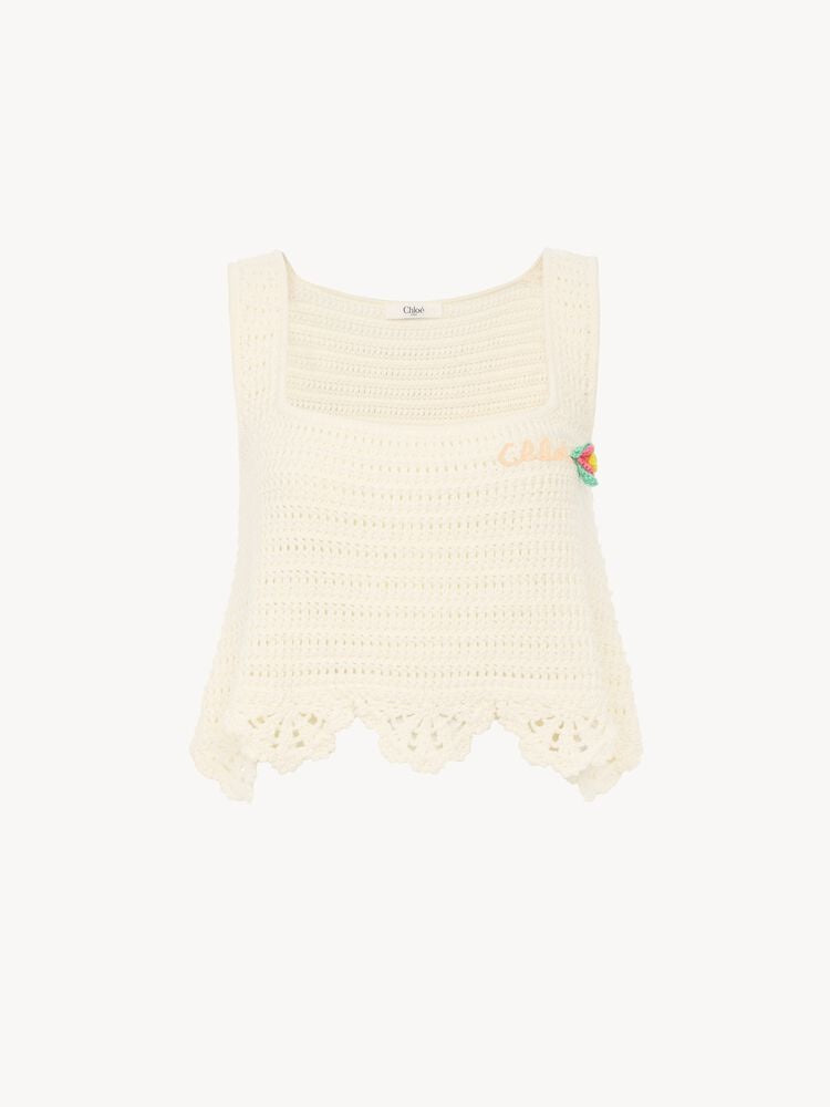 Sleeveless cropped top in crochet knit CH26AMH05800 107 CHLOÉ 