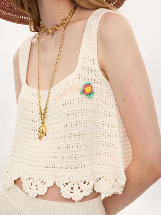 Sleeveless cropped top in crochet knit CH26AMH05800 107 CHLOÉ 
