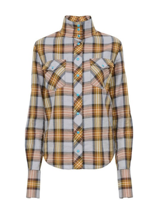 Lavallière shirt in check cotton & cupro<BR/> CH26WHT94053 20G CHLOÉ 