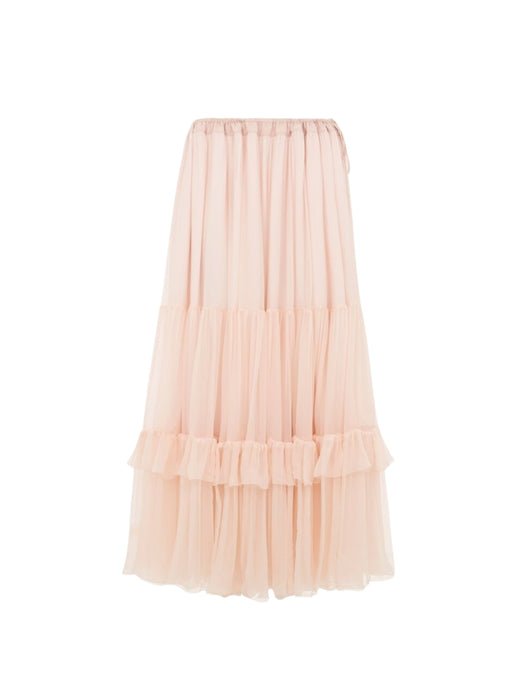 Ruffled long skirt in silk mousseline CH26WJU20001 6F0 CHLOÉ 