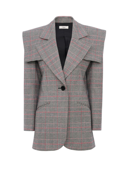 Single-breasted tailored jacket in Prince of Wales wool CH26WVE35167 1 935 CHLOÉ 