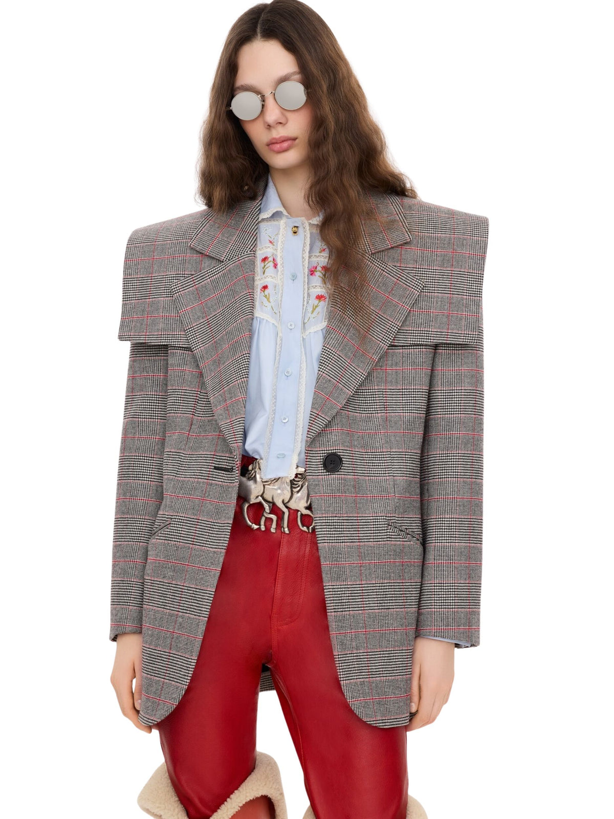 Single-breasted tailored jacket in Prince of Wales wool CH26WVE35167 1 935 CHLOÉ 