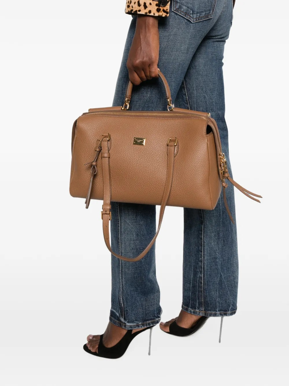 Logo-plaque pebbled-leather tote bag BB7844 A08418Z093 DOLCE & GABBANA 
