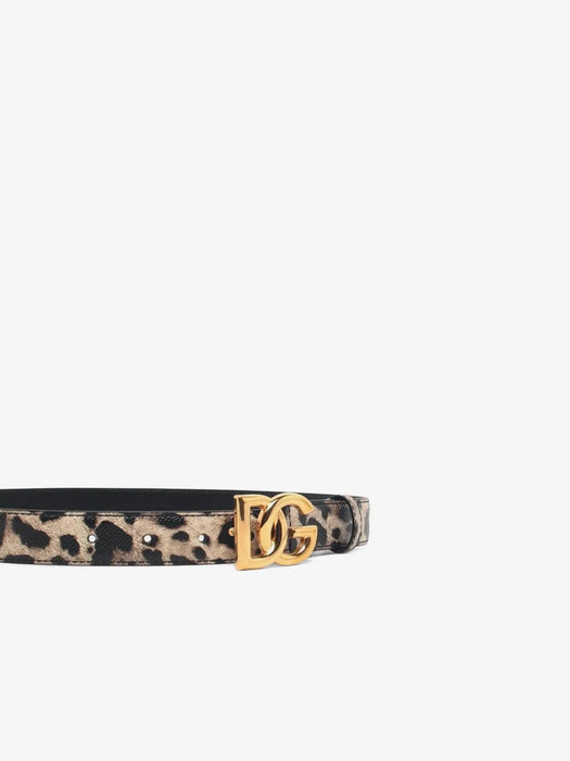 Leopard-print logo-plaque leather belt BE1447 AX566HY13M DOLCE & GABBANA 