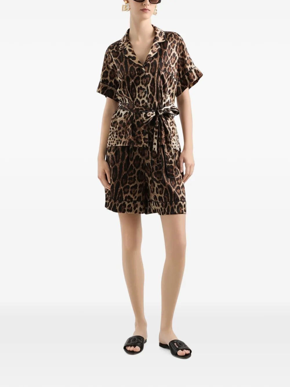 Leopard-print belted silk shirt F5G67T FSAXYHY13M DOLCE & GABBANA 