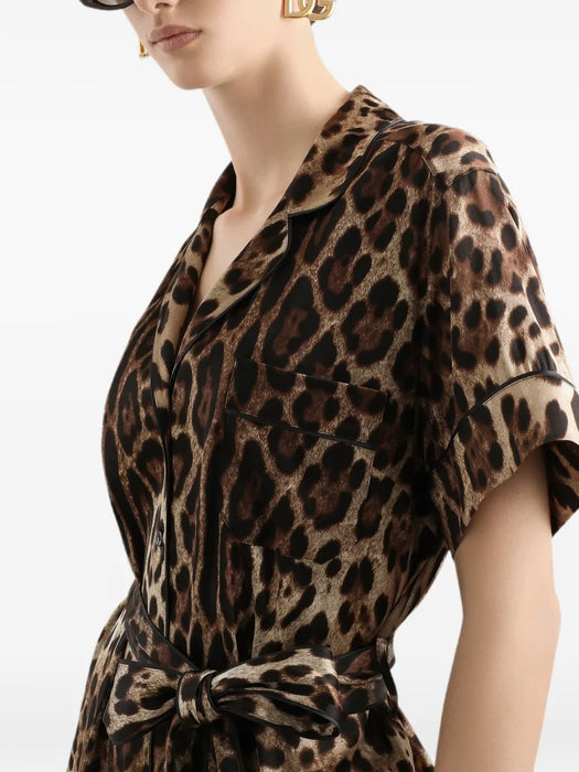 Leopard-print belted silk shirt F5G67T FSAXYHY13M DOLCE & GABBANA 