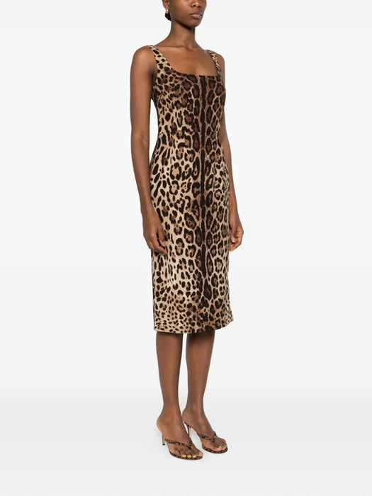 Animal-print sleeveless midi dress F6F4ZT GDCLXHY13M DOLCE & GABBANA 