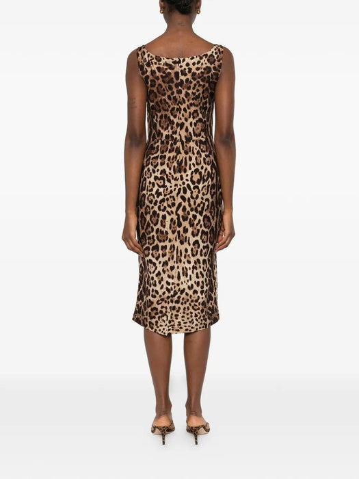 Animal-print sleeveless midi dress F6F4ZT GDCLXHY13M DOLCE & GABBANA 