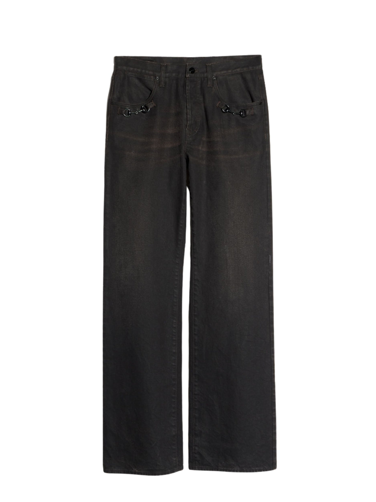 Flared cotton denim pants with Horsebit 860844 XDDHM 2028 GUCCI 