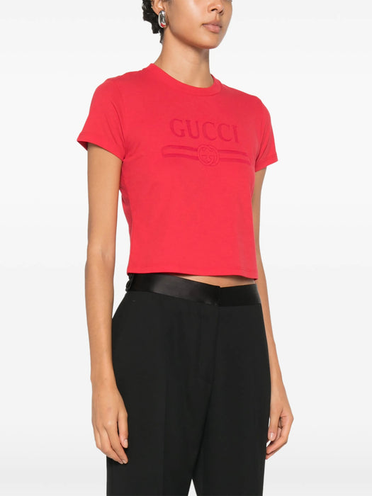 Logo-print cropped T-shirt 865017 XJHT1 6195 GUCCI 