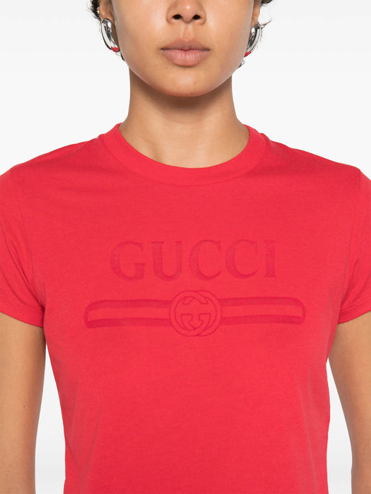 Logo-print cropped T-shirt 865017 XJHT1 6195 GUCCI 