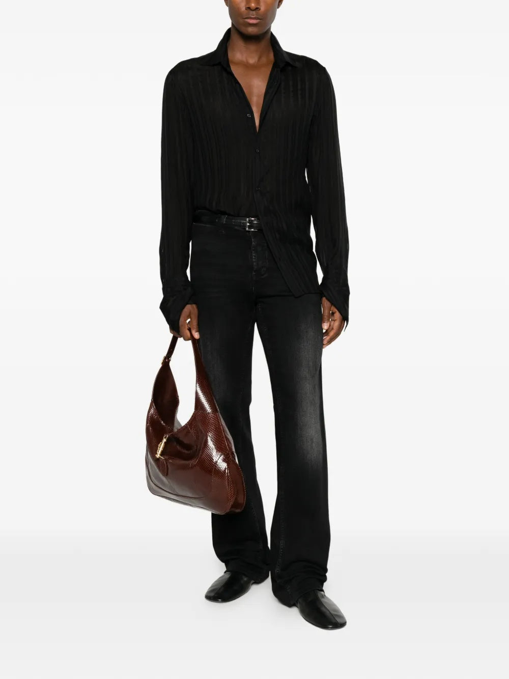 Vertical-stripe semi-sheer shirt 865801 ZAU2C 1000 GUCCI 
