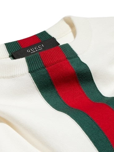Knit cotton T-shirt with Web intarsia 875176 XKFPC 9043 GUCCI 