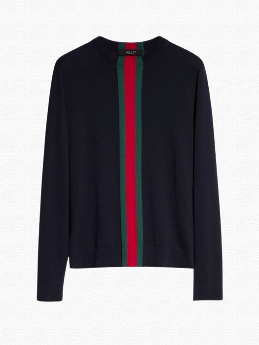 Crew-Neck Jumper with Web Detail 875177 XKFPC 4152 GUCCI 