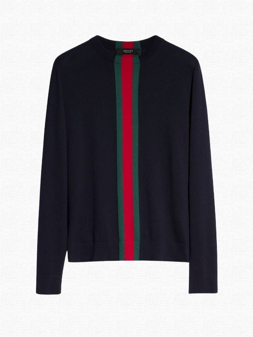 Crew-Neck Jumper with Web Detail 875177 XKFPC 4152 GUCCI 