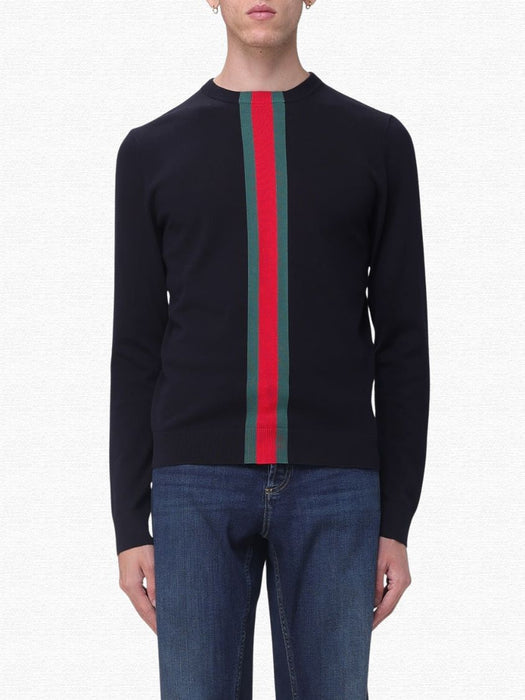 Crew-Neck Jumper with Web Detail 875177 XKFPC 4152 GUCCI 