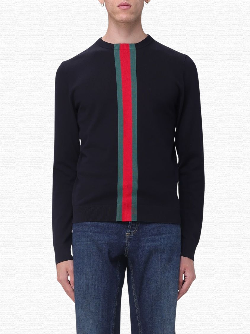 Crew-Neck Jumper with Web Detail 875177 XKFPC 4152 GUCCI 