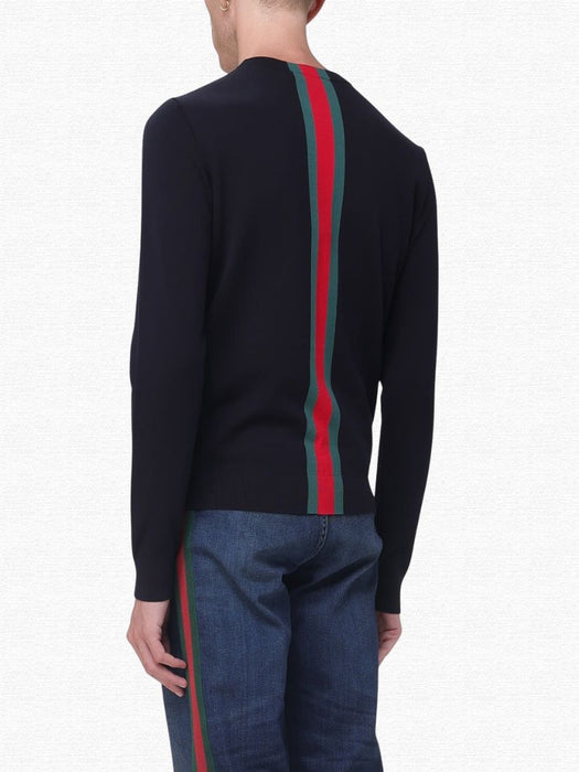 Crew-Neck Jumper with Web Detail 875177 XKFPC 4152 GUCCI 